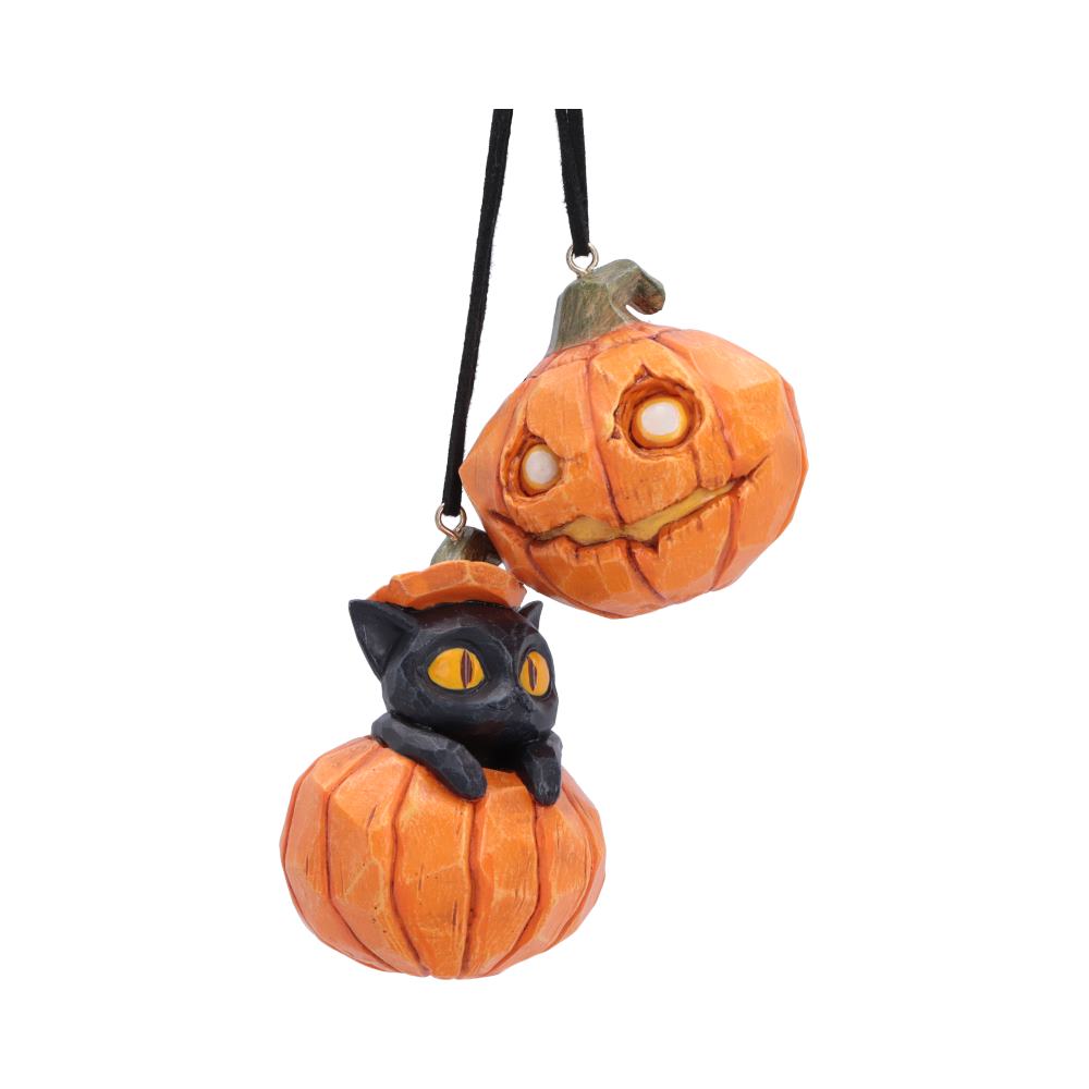 Pumpkin And Patch Hanging Ornaments Set Of