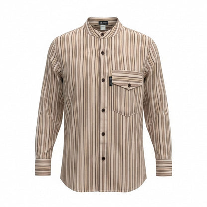Nomad Sari Grandad Shirt - Brown Beige - Medium