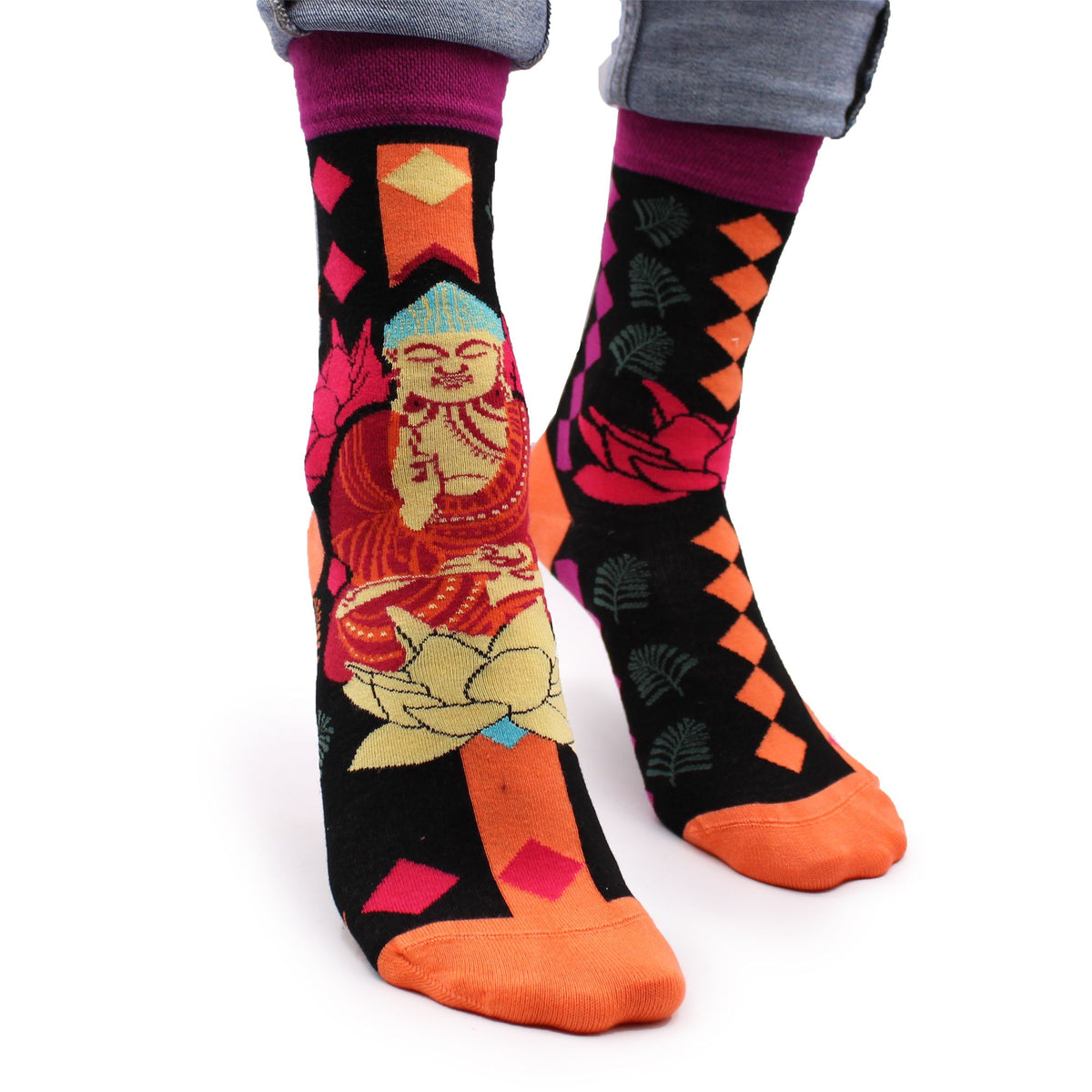 Hop Hare Bamboo Socks S/M - Pink Buddha & Lotus 
