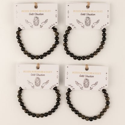 Petite Power Bracelet (17cmx6mm) - Gold Obsidian