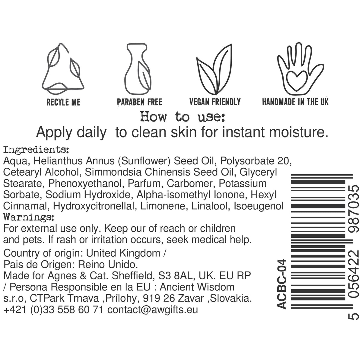 Agnes + Cat Hand & Body Cream - Moroccan Roll
