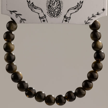 Petite Power Bracelet (17cmx6mm) - Gold Obsidian