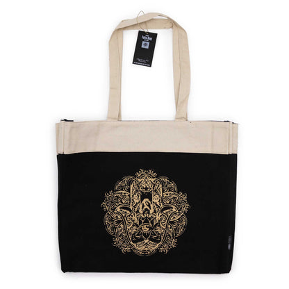 Oversized Tote Bag Chocolate Stonewash 14oz - Freedom Hamsa